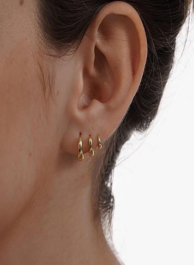 VIROMY Gold Hoop Earrings for Women Trendy Small Hoop Earrings for Women, 14K Gold Plated Lightweight Gold Hoop Earrings for Women Chunky Open Hoops Earrings for Girls Gold Jewelry Gifts for women - Image 2