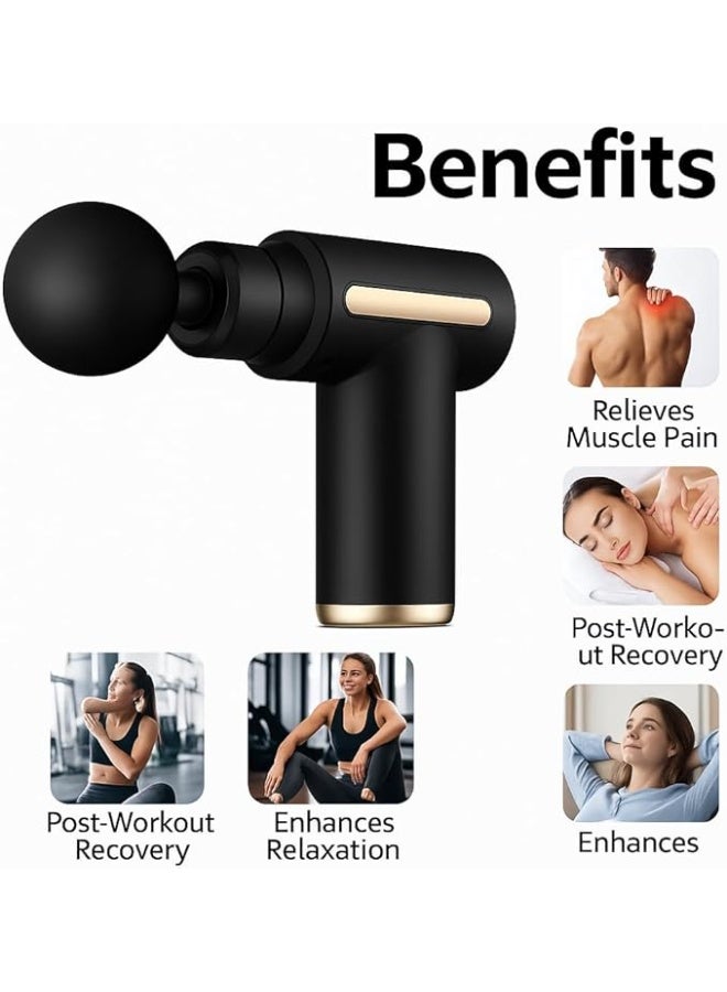 Deep Tissue Massage Gun – Portable Muscle Massager with 6 Speeds & 4 Interchangeable Heads – Quiet Electric Percussion Therapy for Pain Relief & Recovery - Image 5