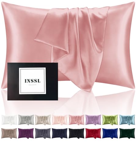 INSSL Silk Pillowcase for Women Mulberry Silk Pillowcase for Hair and Skin and Stay Comfortable and Breathable During Sleep Standard Coral