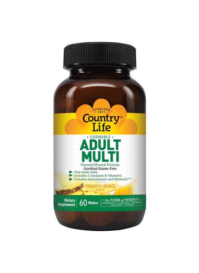 Country Life Chewable Adult Multi Vitaminmineral Formula 60 Wafers Certified Gluten Free Certified Vegan  - Image 2