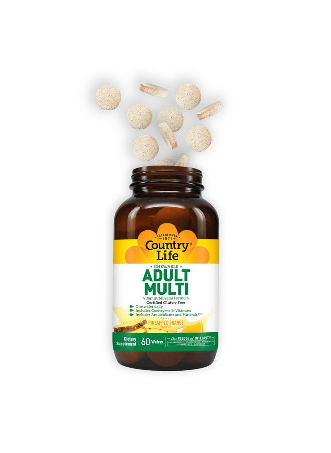 Country Life Chewable Adult Multi Vitaminmineral Formula 60 Wafers Certified Gluten Free Certified Vegan  - Image 4