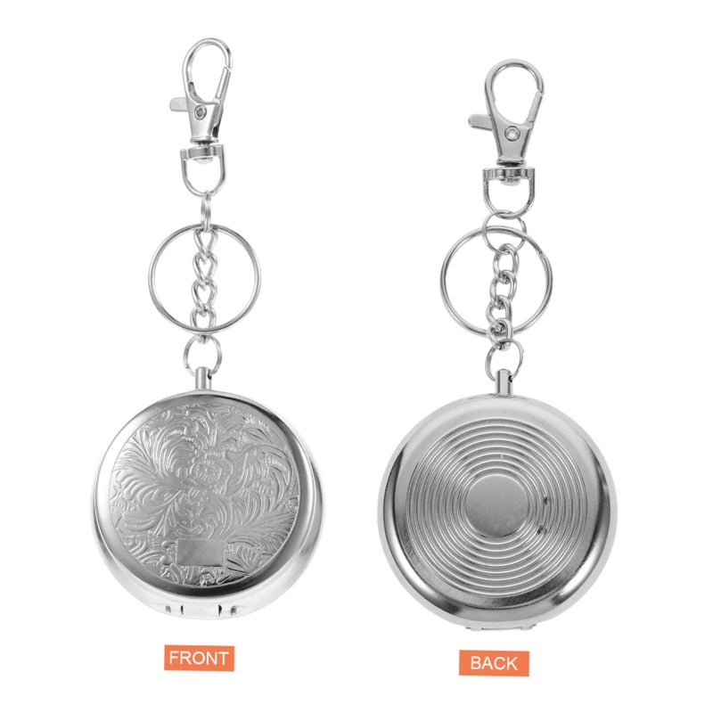 Portable Windproof Stainless Steel Ashtray with Lid and Keychain for Car Office Outdoor Use - Image 4