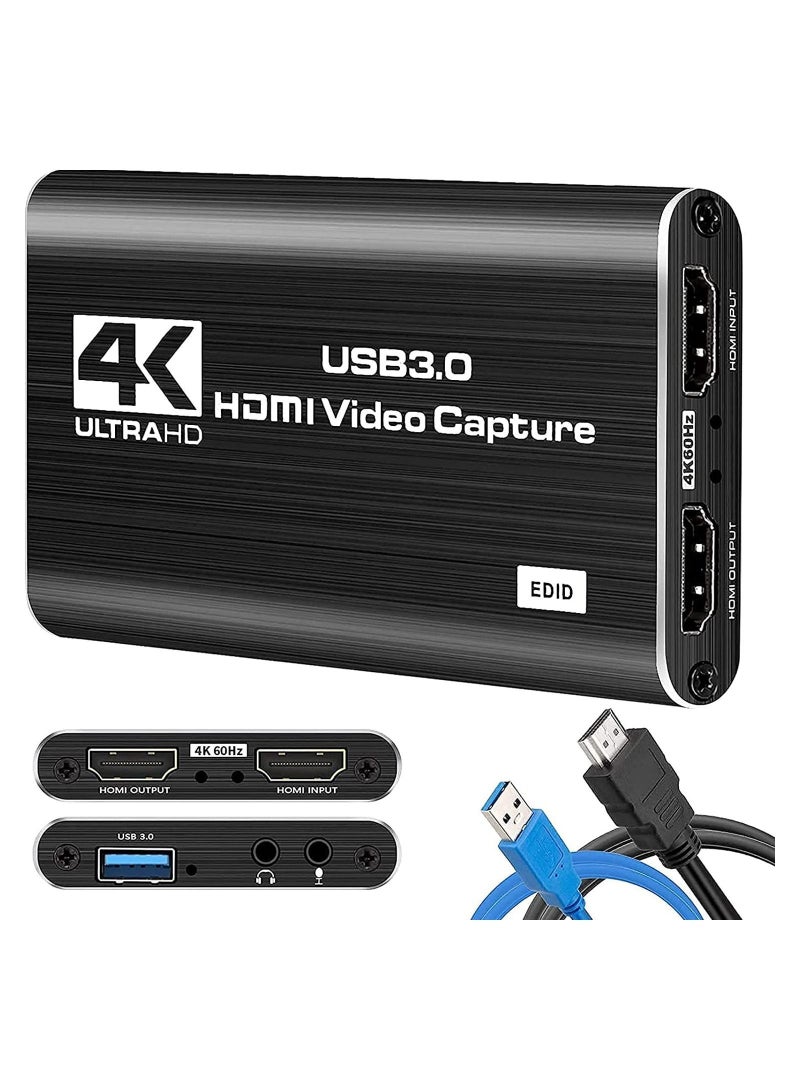 بطاقة التقاط الفيديو، 4K USB 3.0 1080P 60fps HDMI جهاز صوت، محول ألعاب محمول لبث الألعاب - Image 1