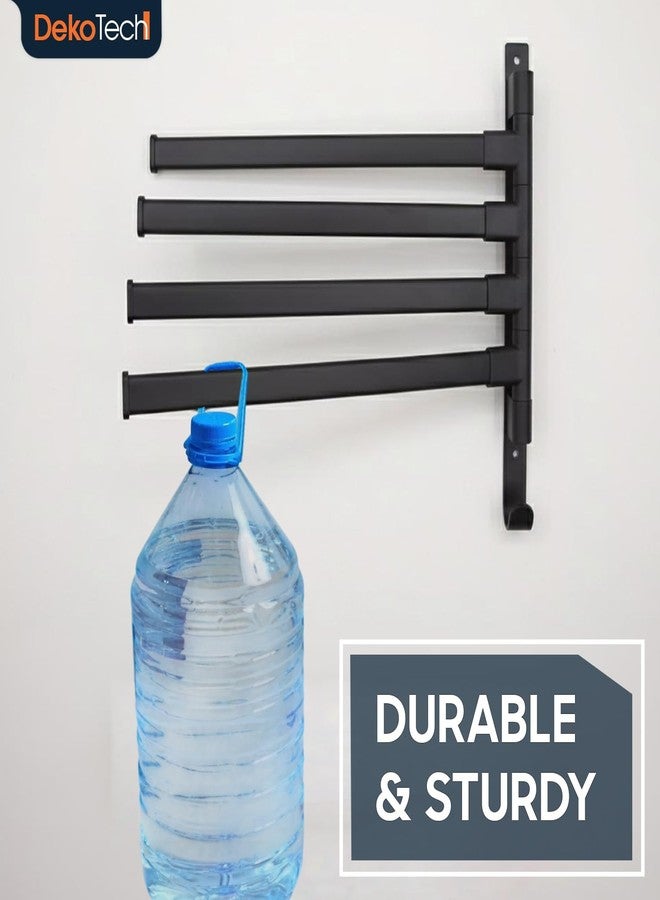 DekoTech Swivel Towel Rack - 4-Arm Wall Mounted Towel Bar with Hook, Space-Saving SUS304 Stainless Steel Swing Out Towel Holder for Bathroom & Kitchen, Rustproof (Matte Black) - Image 5
