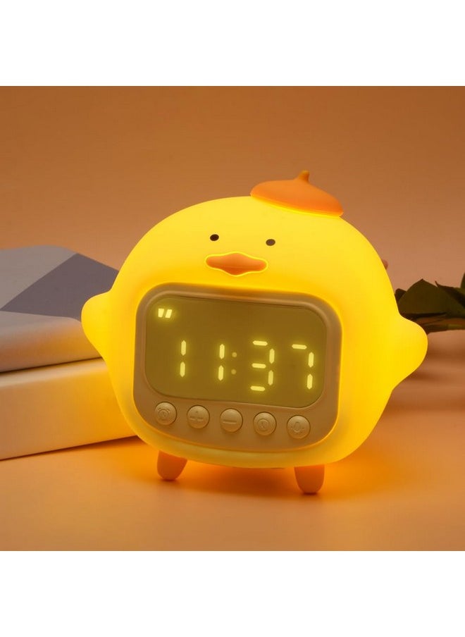 LVOERTUIG Cute Duck Alarm Clock For Kids Cute Digital Clock Cute Night Light Children Wake Up Lampsilicone Rechargeable Alarm Clock Lamp For Bedroom Room Decor Birthday Gift(Yellow)  - Image 1