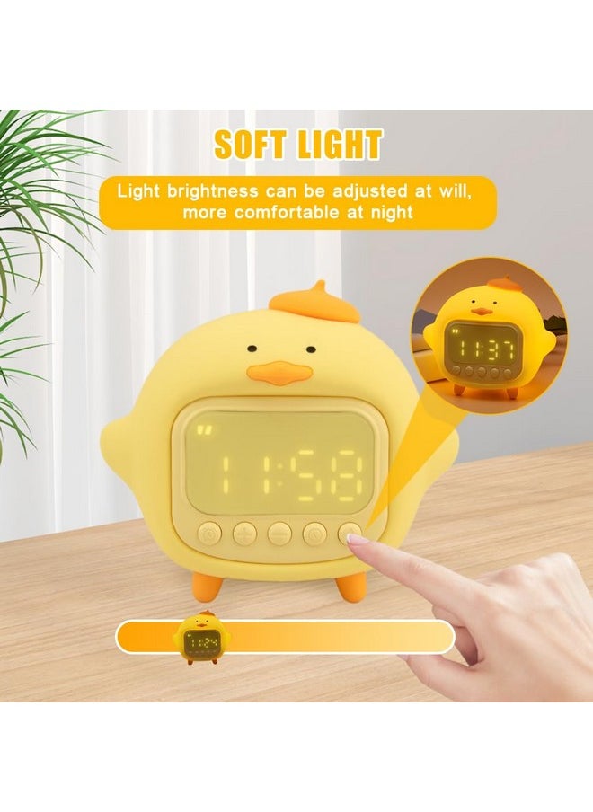 LVOERTUIG Cute Duck Alarm Clock For Kids Cute Digital Clock Cute Night Light Children Wake Up Lampsilicone Rechargeable Alarm Clock Lamp For Bedroom Room Decor Birthday Gift(Yellow)  - Image 5