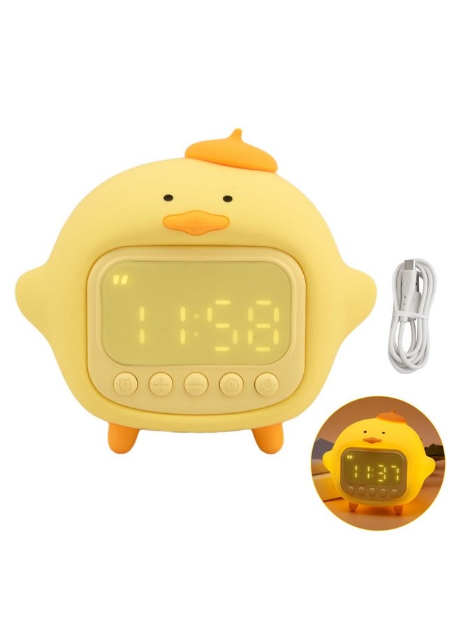 LVOERTUIG Cute Duck Alarm Clock For Kids Cute Digital Clock Cute Night Light Children Wake Up Lampsilicone Rechargeable Alarm Clock Lamp For Bedroom Room Decor Birthday Gift(Yellow)  - Image 3