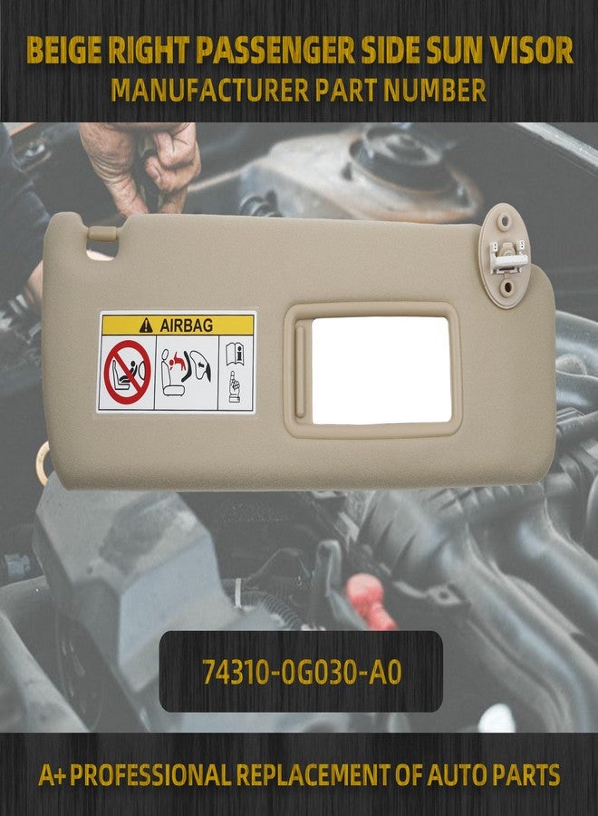 Dasbecan Beige Right Passenger Side Sun Visor Compatible with 2010-2023 Lexus GX460 2009-2023 Toyota Land Cruiser Prado KDJ155 /KDJ150 Replace# 74310-0G030-A0 - Image 2