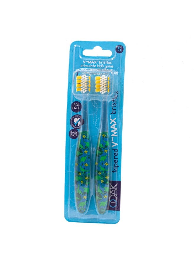 OOAK Ooak,Manual Kids Toothbrush, Tapered V++Max Soft Bristles, 2 Pack - Dinosaur  - Image 3