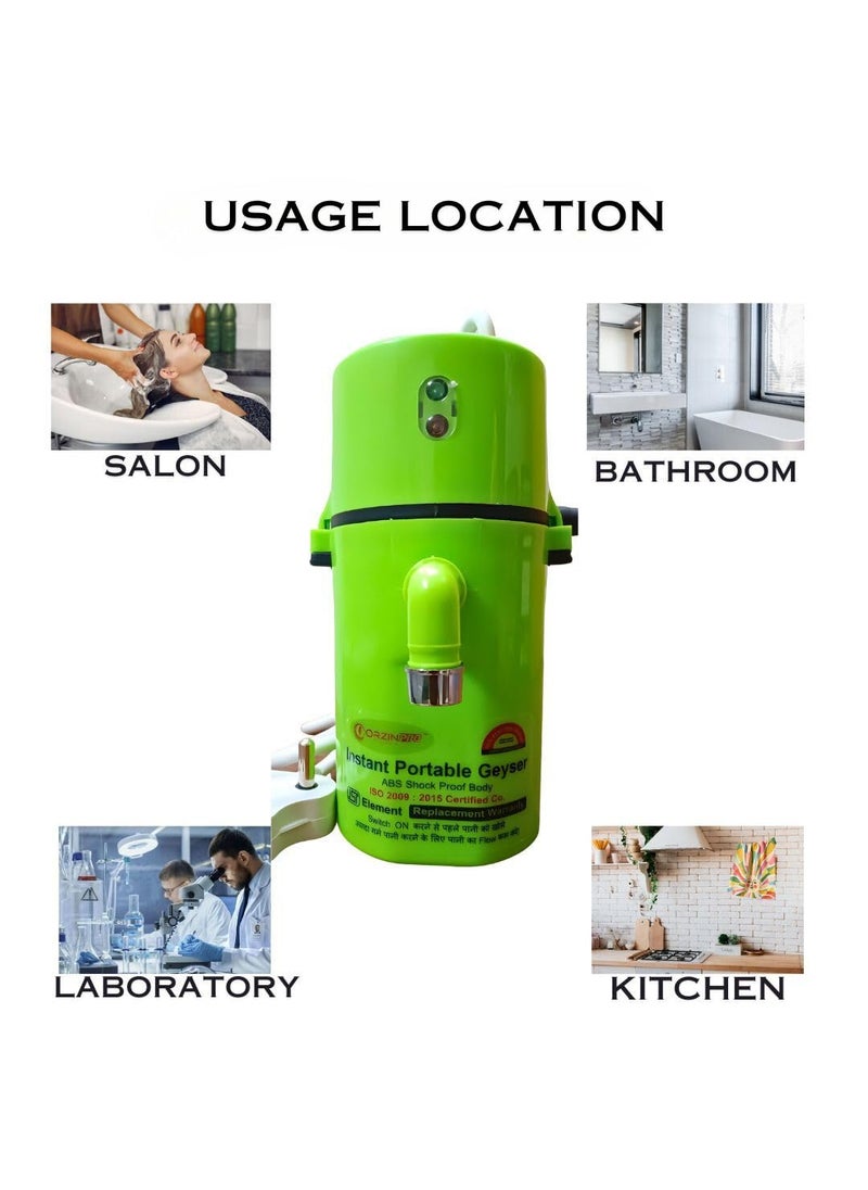 ORZINPRO ORZINPRO Instant Electric Portable Wall Mounted Mini GeyserABS Body Shock Proof Electric Saving Water Heater For Home Hotel Kitchen And Bathroom Green  - Image 3