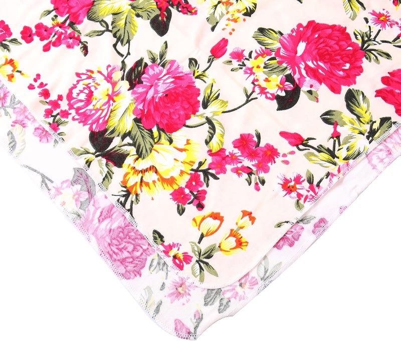 Galabloomer Newborn Receiving Blanket Headband Set Flower Print Baby Swaddle Blankets (ivory flower) - Image 5