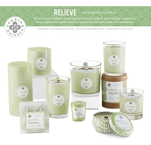 Root Candles Scented Spa Candles Seeking Balance® Handcrafted Wood Wick Aromatherapy Candle, 5.8-Ounce, Relieve: Eucalyptus & Menthol - Image 5