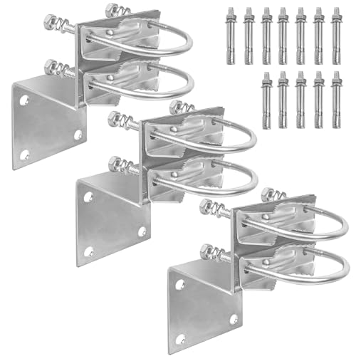 XRDS -RF XRDS-RF Antenna Pole Mount Kits, Antenna Pole Mount Bracket with Double U-Bolts Clamp V Jaw Bracket for Outside Home Antenna Pole Holder （3 Sets） - Image 1