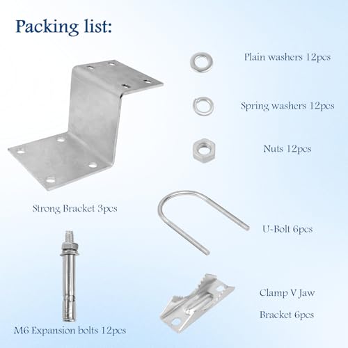 XRDS -RF XRDS-RF Antenna Pole Mount Kits, Antenna Pole Mount Bracket with Double U-Bolts Clamp V Jaw Bracket for Outside Home Antenna Pole Holder （3 Sets） - Image 5