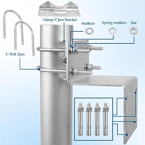 XRDS -RF XRDS-RF Antenna Pole Mount Kits, Antenna Pole Mount Bracket with Double U-Bolts Clamp V Jaw Bracket for Outside Home Antenna Pole Holder （3 Sets） - Image 3