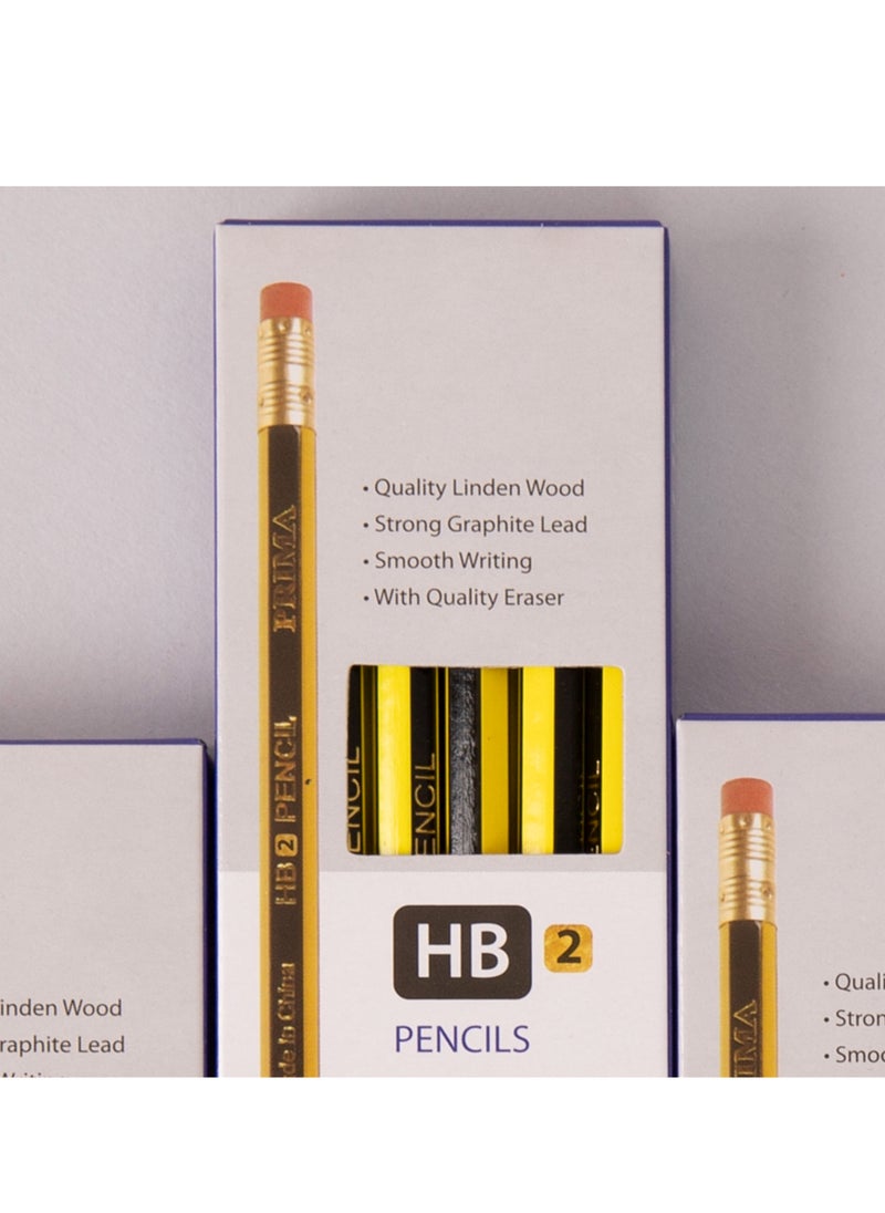 بريما قلام رصاص HB2 عبوة 12 قلم رصاص - 12 حبة في الكرتون، نواة جرافيت قوية 2.0 مم لمقاومة الكسر مع ممحاة مدمجة، مشحوذة مسبقًا، غلاف خشبي صديق للبيئة لمسة مريحة تناسب المدرسة والفن - Image 3