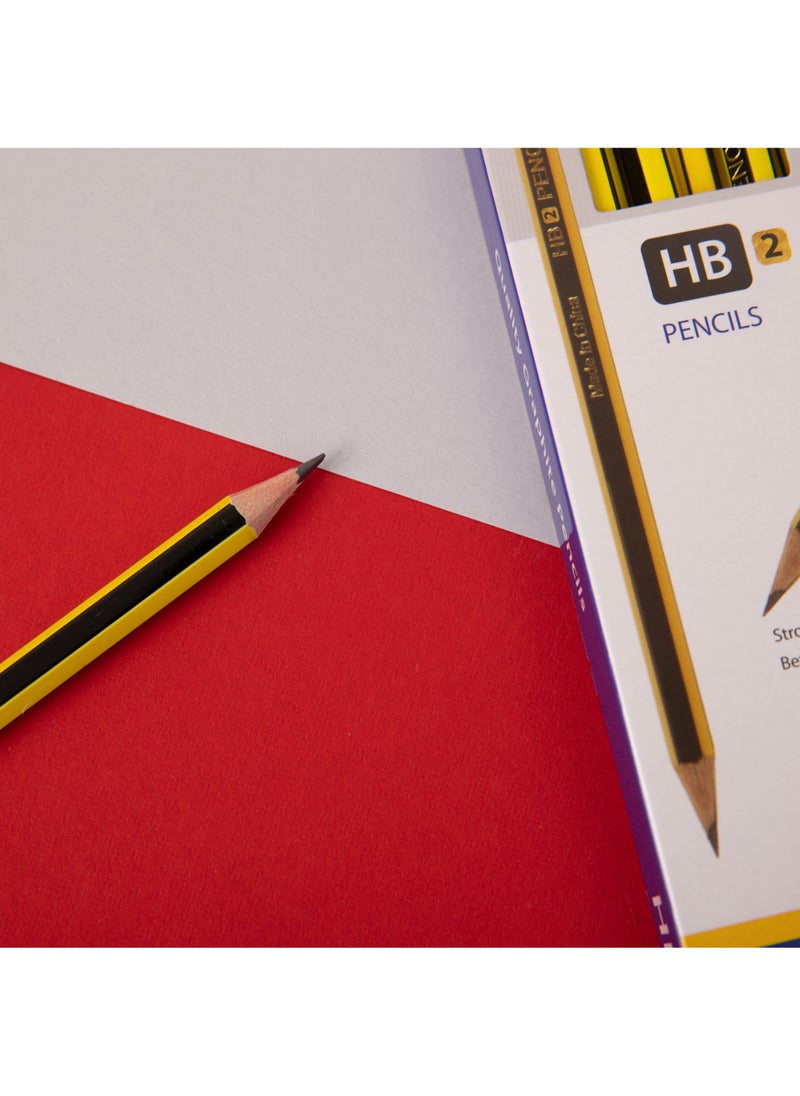 بريما قلام رصاص HB2 عبوة 12 قلم رصاص - 12 حبة في الكرتون، نواة جرافيت قوية 2.0 مم لمقاومة الكسر مع ممحاة مدمجة، مشحوذة مسبقًا، غلاف خشبي صديق للبيئة لمسة مريحة تناسب المدرسة والفن - Image 2