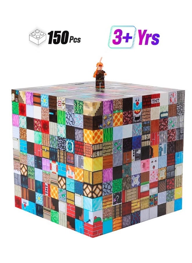 HALAMODO 150PCS Magnetic Blocks-Build Mine Magnet World Set for Boys & Girls Age 3-5 6-8, STEM Sensory Toys for Toddlers Gifts for 3+ Years Kids,1" Magnet Cubes Classroom Must Haves Construction Toys - Image 1