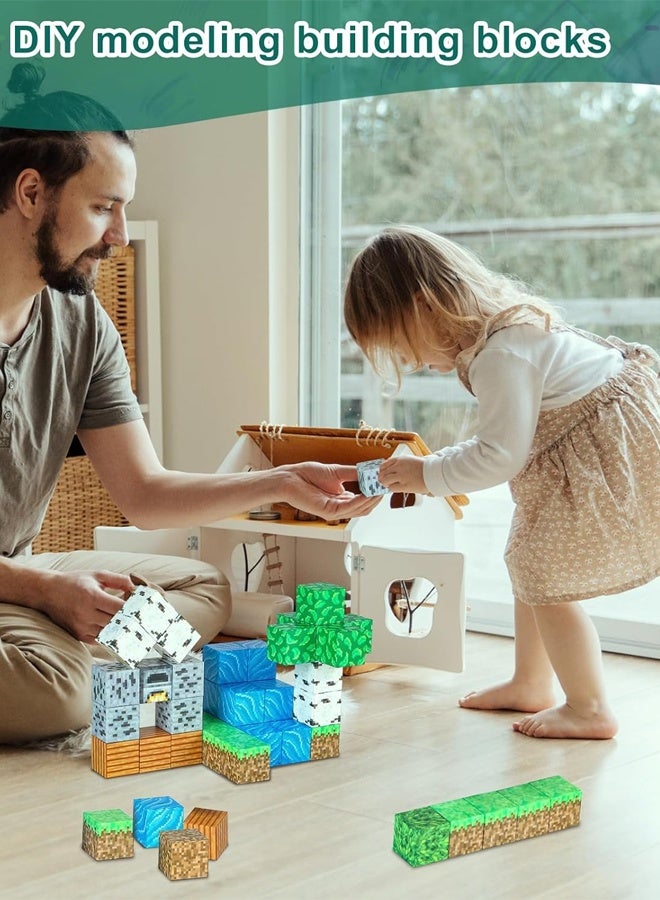 HALAMODO 150PCS Magnetic Blocks-Build Mine Magnet World Set for Boys & Girls Age 3-5 6-8, STEM Sensory Toys for Toddlers Gifts for 3+ Years Kids,1" Magnet Cubes Classroom Must Haves Construction Toys - Image 5