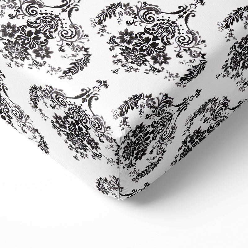 شريحة سرير بيبي باكاتي كلاسيك داماسك أبيض وأسود
