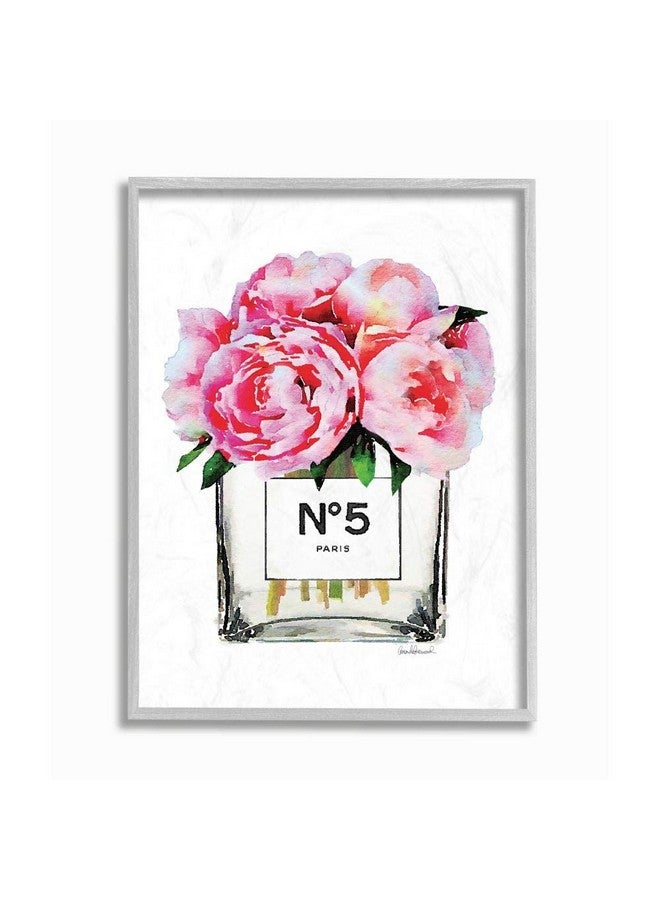 Stupell Industries Glam Paris Vase with Pink Peony Gray Framed Wall Art, 16x20, Multi-Color - Image 1