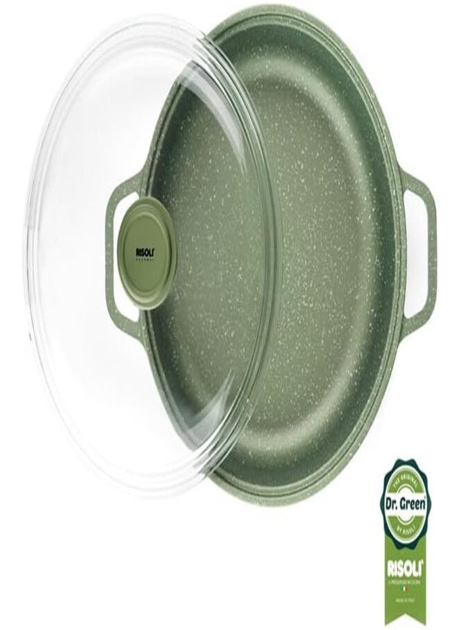 برايت ستون Risoli Dr. Green Extra Induction Low Casserole with Lid 28cm – 100% Italian Die-Cast Aluminum, Eco-Friendly, GreenStone Nonstick, Nickel-Free, for All Stovetops Including Induction  - Image 3