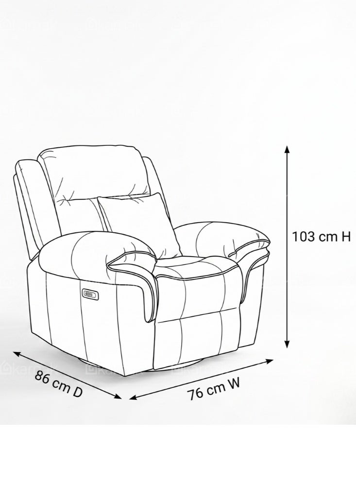 Karnak Georgina Electric Recliner Chair Velvet 360° Swivel Rocking Sofa with Cushions for Living Room & Bedroom (Latte) - Image 2