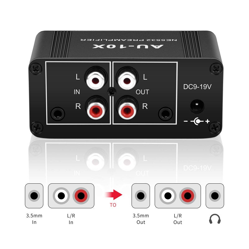 ATNEDCVH مضخم صوت استريو صغير AtNeDcVh، مضخم سماعات الرأس، زيادة 20dB لمضخم الفونو، مضخم فونو مع مضخم تشغيل مزدوج NE5532 مع مدخل RCA 3.5mm إلى مخرج RCA 3.5mm - Image 3