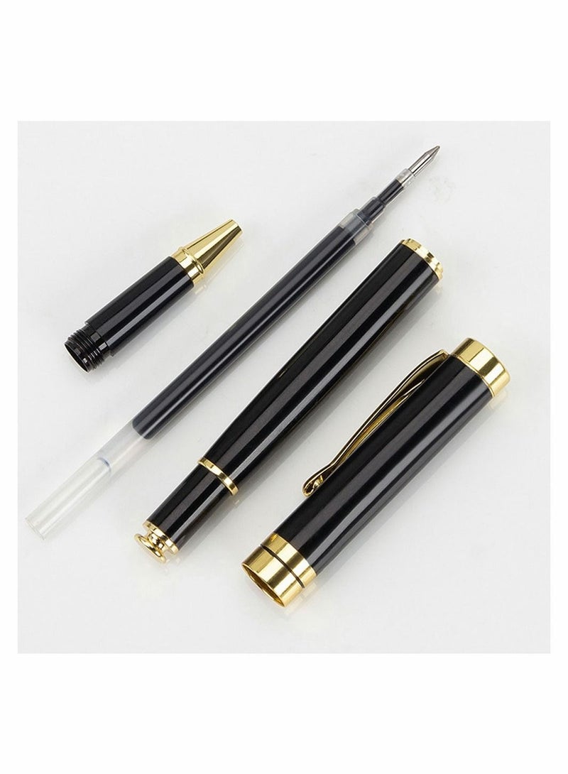 Captaintech Expert Ballpoint Pen Black with Chrome Trim Luxury Line 0.5mm Tip Come 2 Pieces Ink Refill Nice BallPens Classy Gift Box for Student Executive Office - Image 4