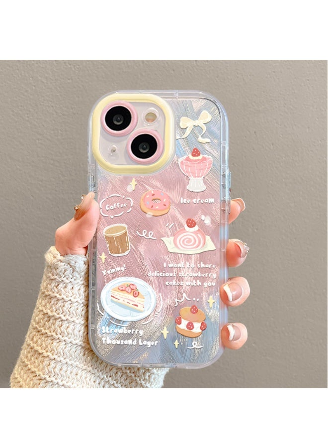 NIBEMINENT Protective TPU Case Cover For iPhone 16 Plus, Strawberry Cake