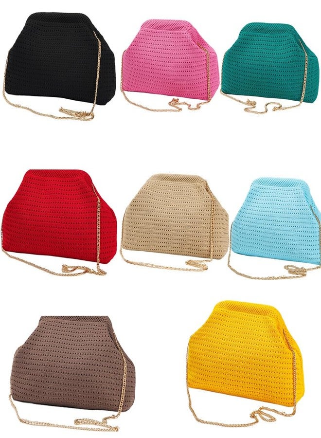 DIHKLCIO Summer Beach Woven Clutch Purses for Women 2025 Cloud Dumpling Pouch Purse Crossbody Bag Handbag Crochet Stripped, Green - Image 4