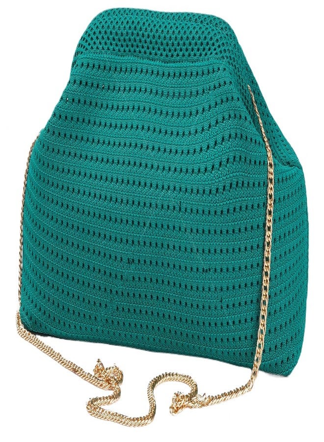 DIHKLCIO Summer Beach Woven Clutch Purses for Women 2025 Cloud Dumpling Pouch Purse Crossbody Bag Handbag Crochet Stripped, Green - Image 1