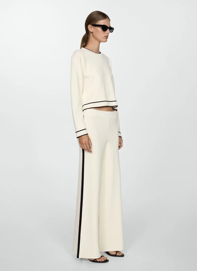 MANGO Striped Knitted Trousers With Contrasting Sides