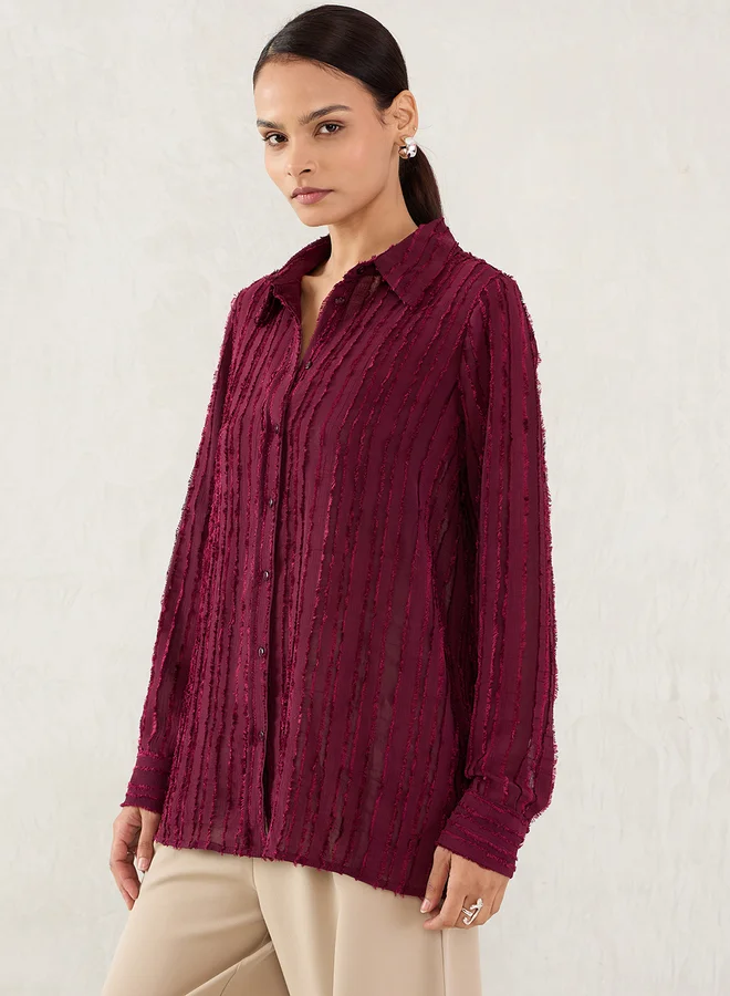 Femmella Femmella Textured Button Through Spread Collar Shirt