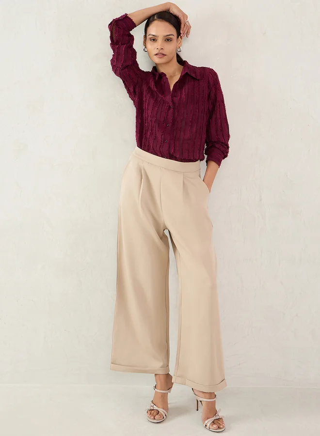 Femmella Femmella Textured Button Through Spread Collar Shirt