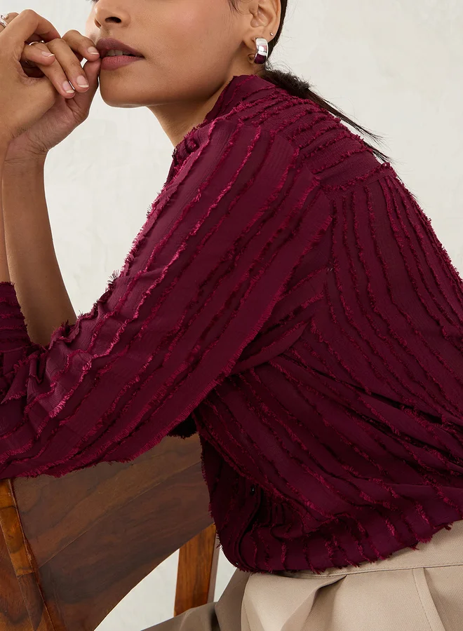 Femmella Femmella Textured Button Through Spread Collar Shirt