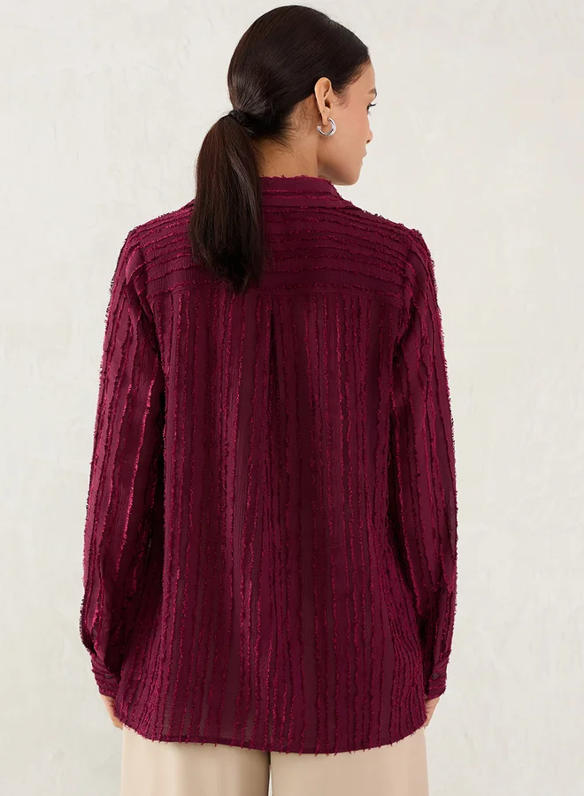 Femmella Femmella Textured Button Through Spread Collar Shirt