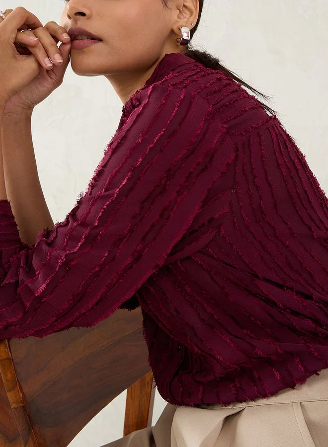 Femmella  Femmella Textured Button Through Spread Collar Shirt for Women | Best Price UAE