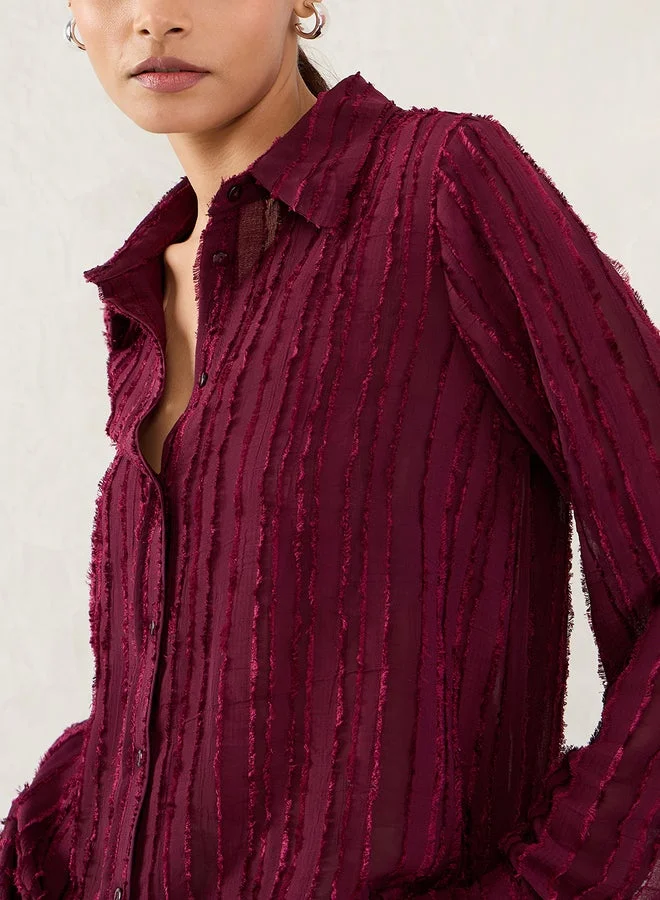 Femmella  Femmella Textured Button Through Spread Collar Shirt for Women | Best Price UAE
