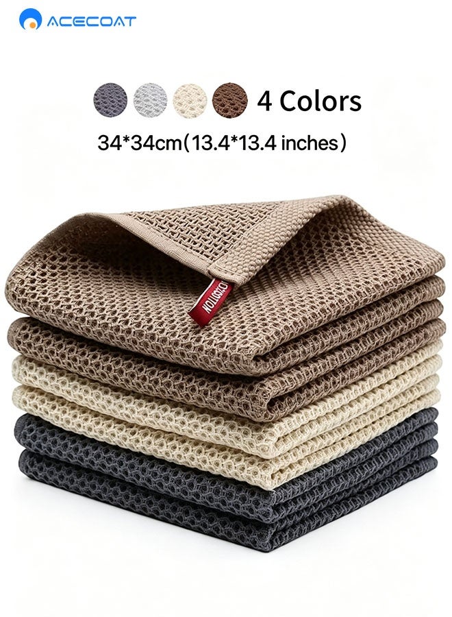 ACECOAT 100% Cotton Waffle Weave Kitchen Dish Cloths, Waffle Tea Towels Ultra Soft Absorbent Quick Drying Dish Towels, 34x34 CM , 4-Pack, (Mixed Color) - Image 1