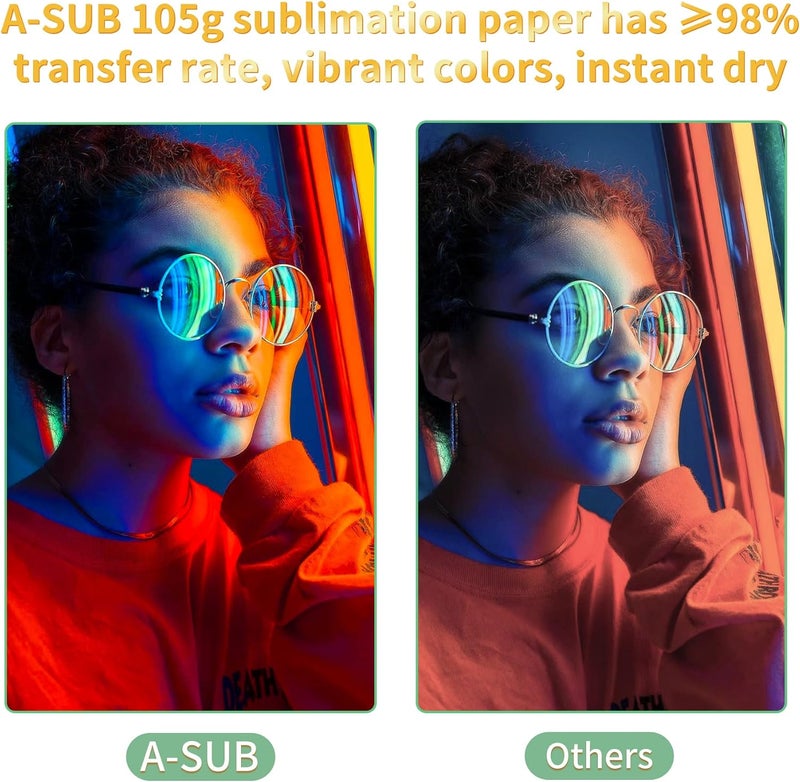 A-SUB Sublimation Paper- 150 Sheets Heat Transfer Paper 13x19 inch Compatible with Inkjet Sublimation Printer 105g - Image 2