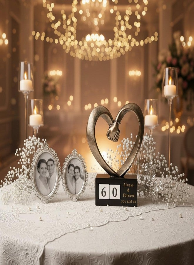 DOVDOV Heart-Shaped Hand-in-Hand Sculpture. Perfect for 1st to 50th or 60th Anniversaries, Wedding for Newlyweds/Couples, Resin Bronze-Colored Heart-Shaped Home Decor, Romantic Love Statue. - Image 3