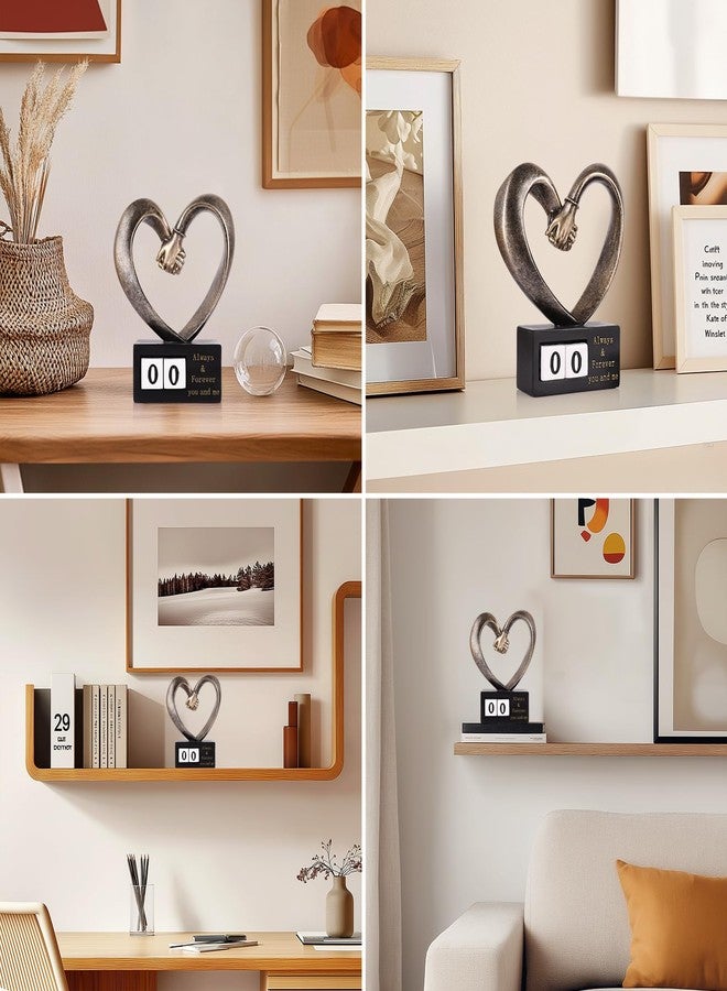 DOVDOV Heart-Shaped Hand-in-Hand Sculpture. Perfect for 1st to 50th or 60th Anniversaries, Wedding for Newlyweds/Couples, Resin Bronze-Colored Heart-Shaped Home Decor, Romantic Love Statue. - Image 4