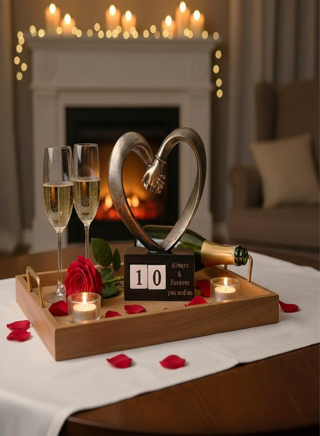 DOVDOV Heart-Shaped Hand-in-Hand Sculpture. Perfect for 1st to 50th or 60th Anniversaries, Wedding for Newlyweds/Couples, Resin Bronze-Colored Heart-Shaped Home Decor, Romantic Love Statue. - Image 2