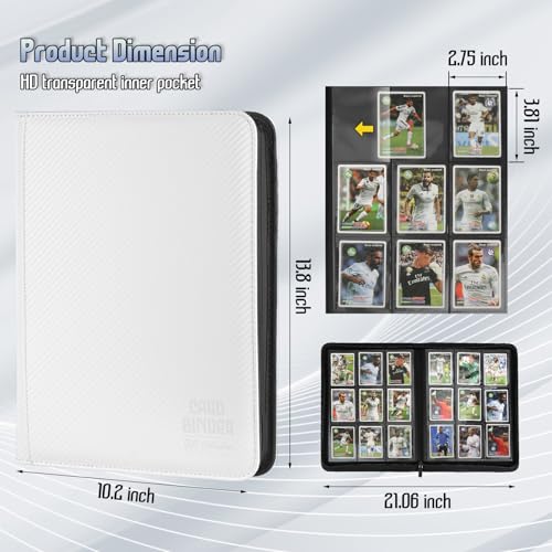 Arkeiliy Trading Card Binder, Premium 9 Pocket Double Sided 540 Pocket PU Card Collection Binder, Collectible Trading Card Albums for MTG, TCG, Sport Card, Game Cards (White 1) - Image 3