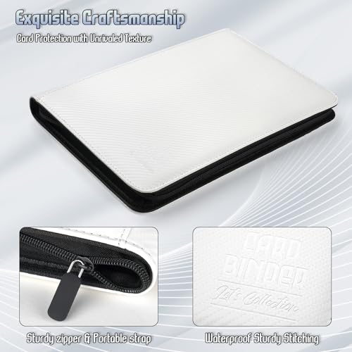Arkeiliy Trading Card Binder, Premium 9 Pocket Double Sided 540 Pocket PU Card Collection Binder, Collectible Trading Card Albums for MTG, TCG, Sport Card, Game Cards (White 1) - Image 2