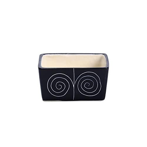 Caffeine Ceramic Stonewear Handmade Black Doodle Dip and Sauce (Set of 4, 40 ml) (Microwave & Dishwasher Safe) - Image 2