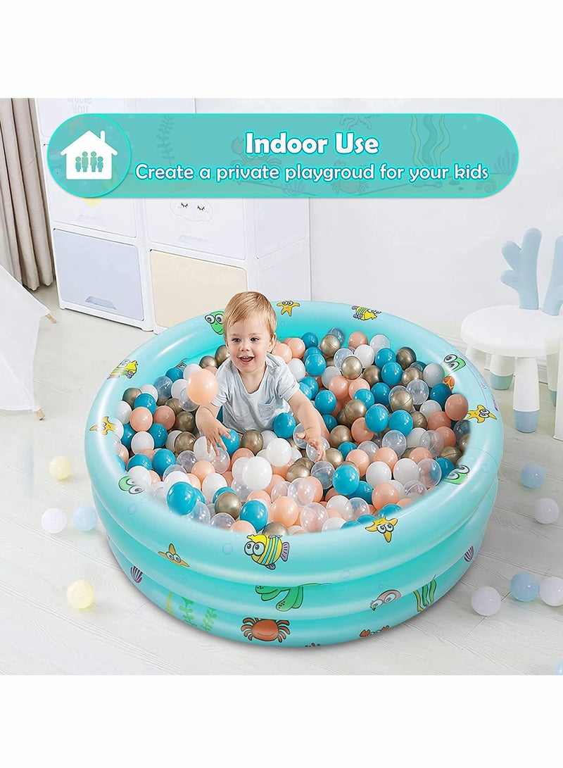 Paddling Pools for Kids, Inflatable Kiddie Swimming Paddling Pool Ocean Life 3 Ring with Inflatable Safety Floor and Free Air Pump for Family Toddlers Children Garden Outdoor Swimming Pool(100*27cm)  - Image 5
