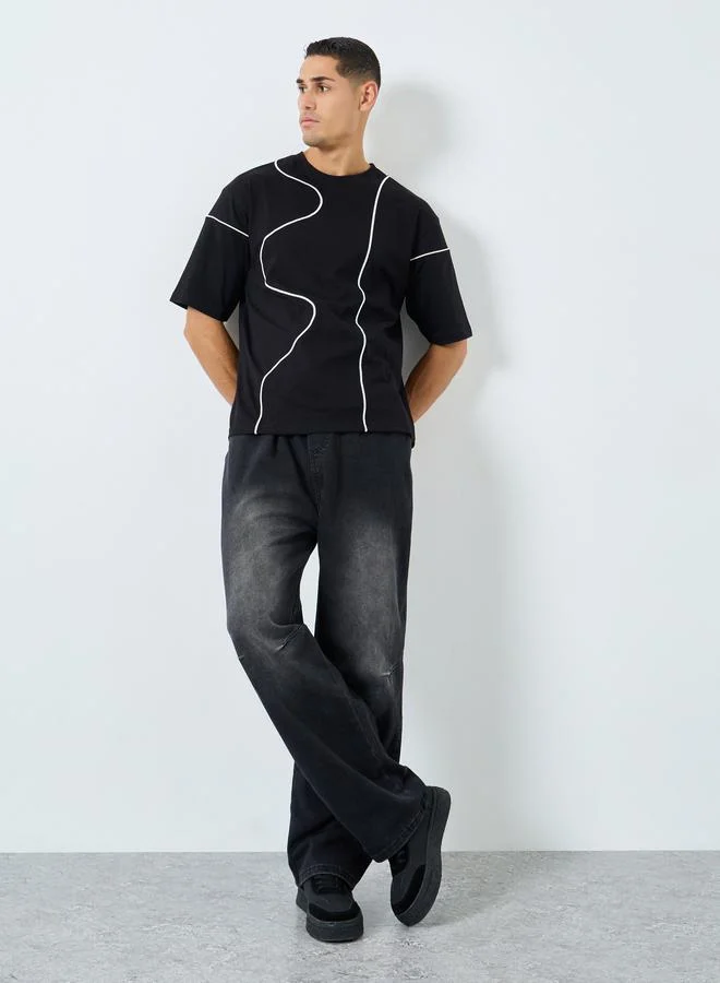 Styli Styli Front Thread Embroidery Heavy Jersey T-Shirt