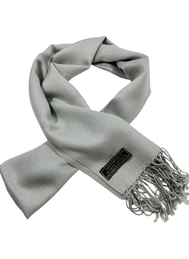 CJ Apparel - Silver Grey Mens Solid Color Design Fashion Scarf Seconds Scarves Faceneck Wrap New - Image 1